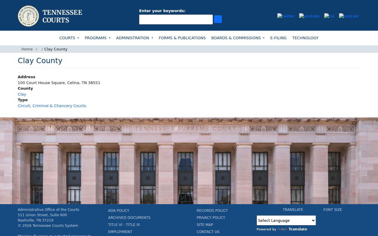Clay County criminal court cases courthouse listing