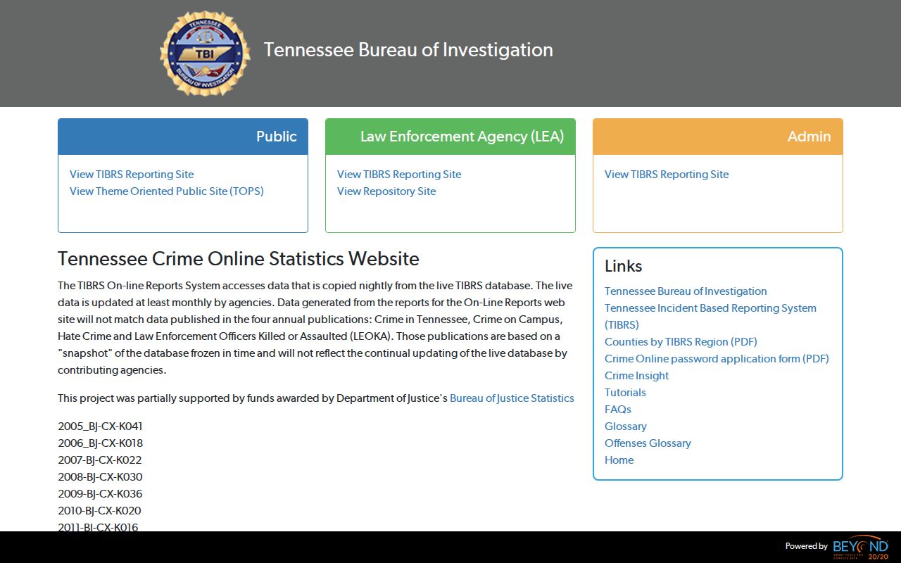 Clay County criminal history TBI CrimeInsight statistics portal
