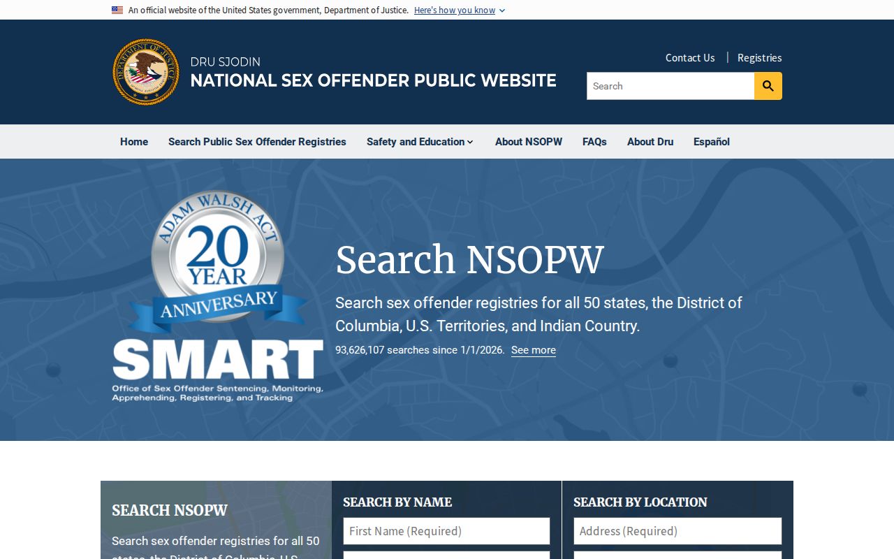 Clay County sex offender search using the national NSOPW interface